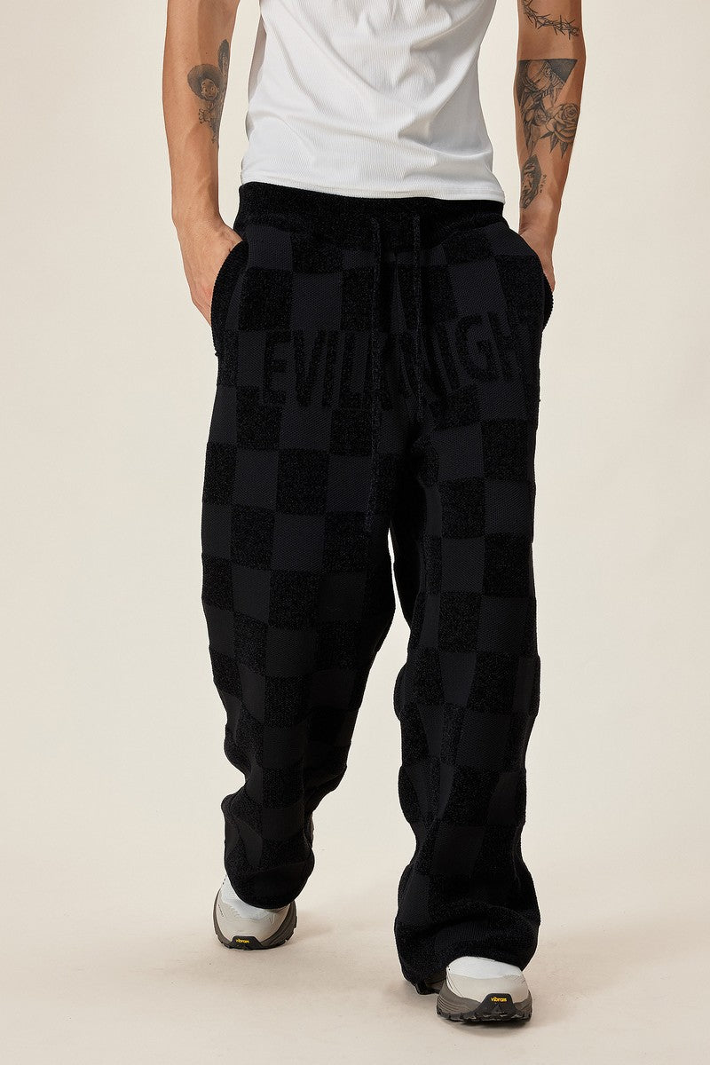 Chenille Logo Plaid Knit Sweatpants