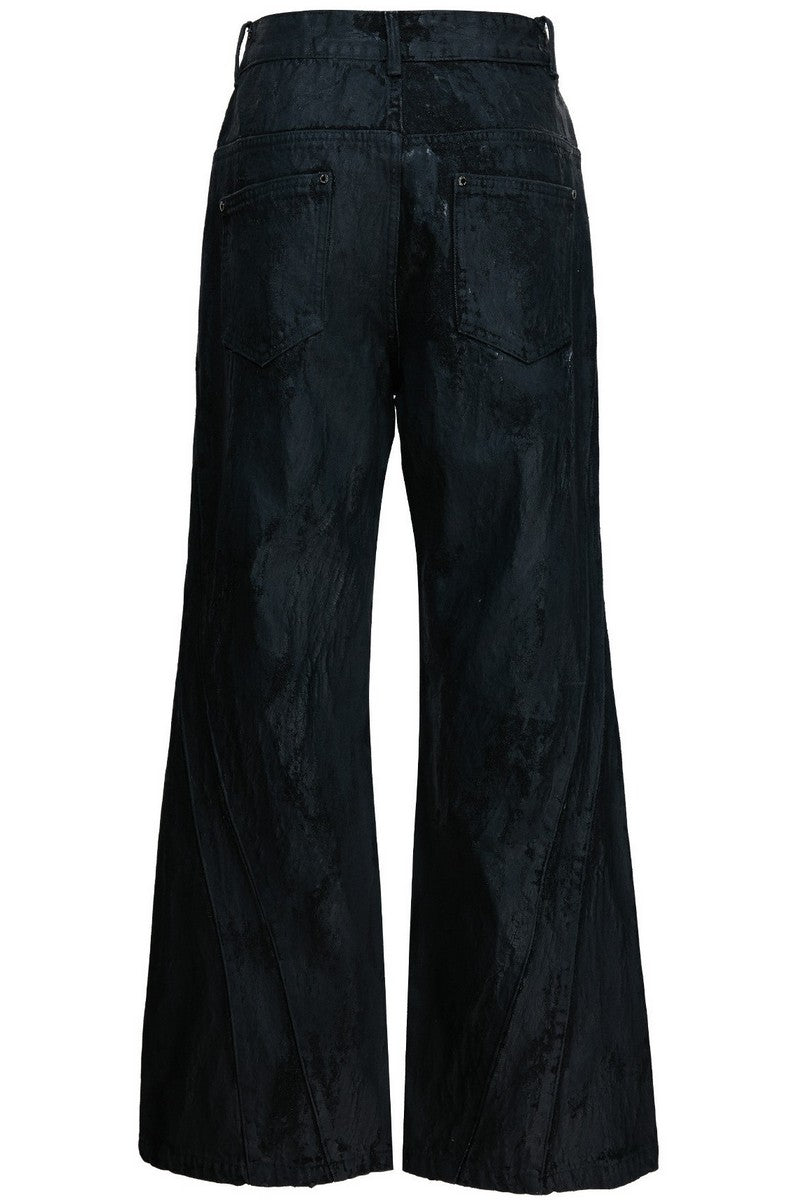 Waxed Black Studded Jeans