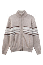 Heavyweight Fair Isle Knit Zip Cardigan
