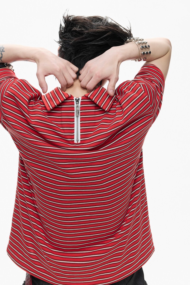 Striped Badge Polo Shirt