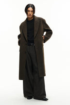 Houndstooth Wool Peak Coat