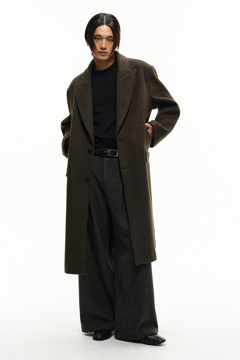 Houndstooth Wool Peak Coat