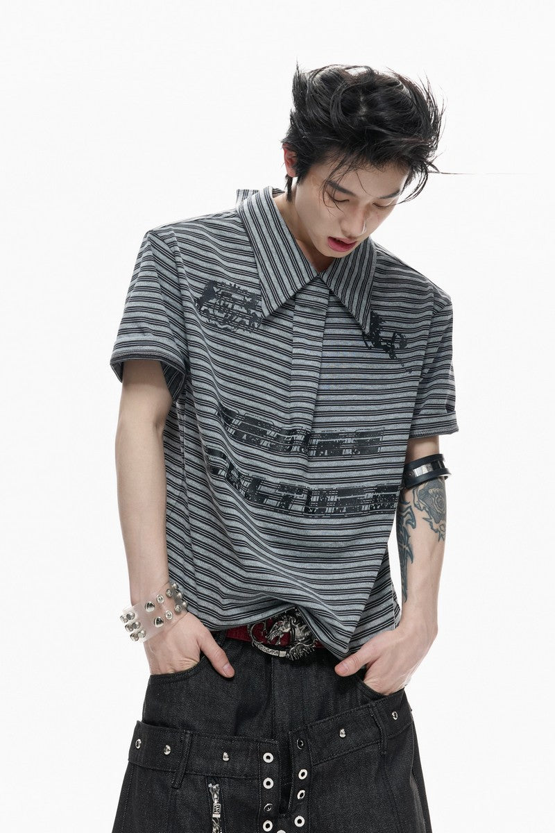 Striped Badge Polo Shirt