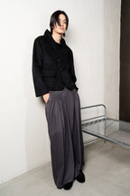 Double Waist Pleated Wool Trousers