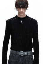 Embellished Padded Shoulder Long Sleeve