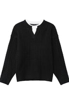 Layered Look Cable Knit Sweater