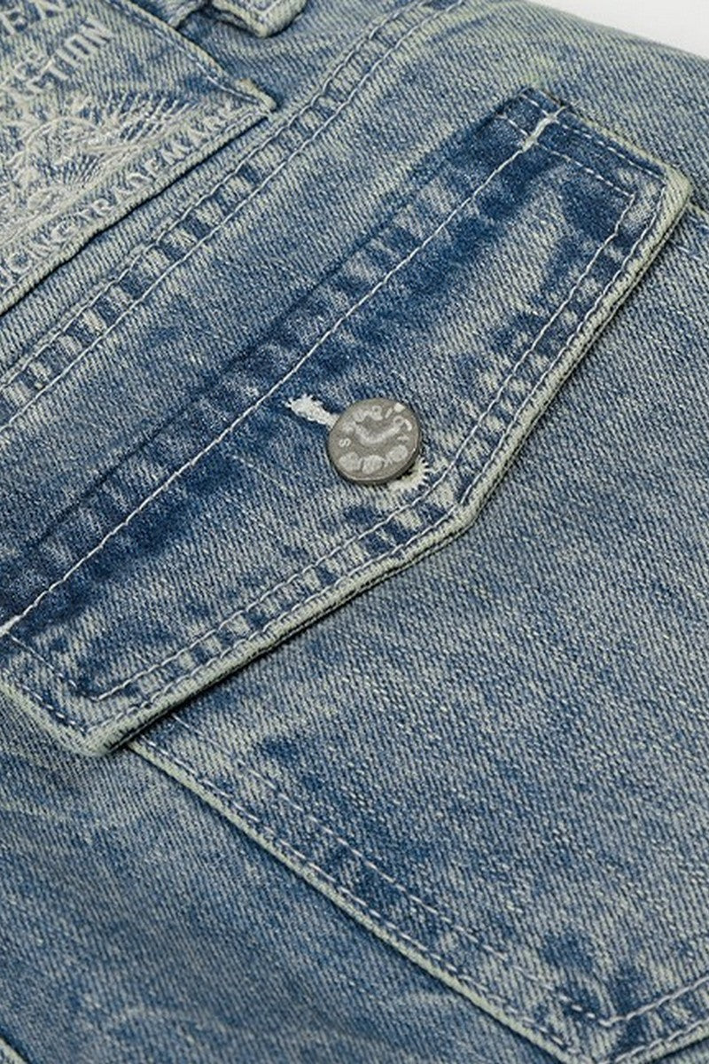 Crackle Wash Slub Jeans