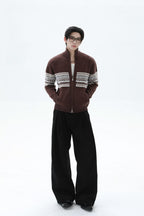 Heavyweight Fair Isle Knit Zip Cardigan