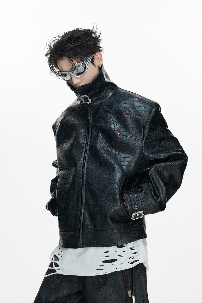 Croc Texture Bionic Leather Jacket