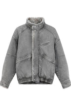 Faux Fur Collar Denim Jacket