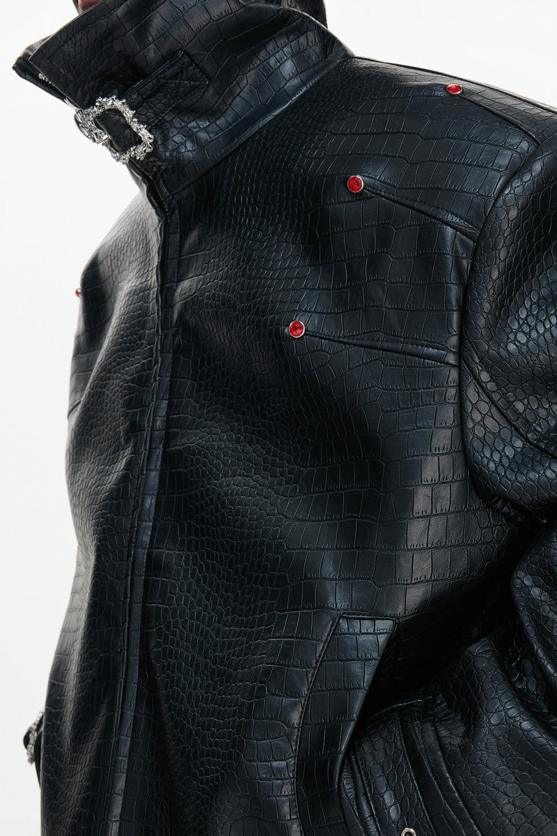 Croc Texture Bionic Leather Jacket