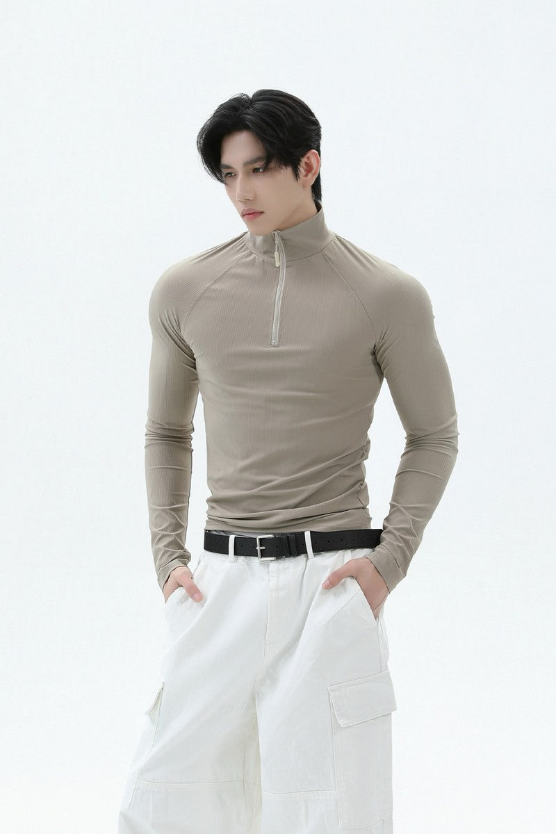 Stretch Dry-Fit Mock Neck Tee