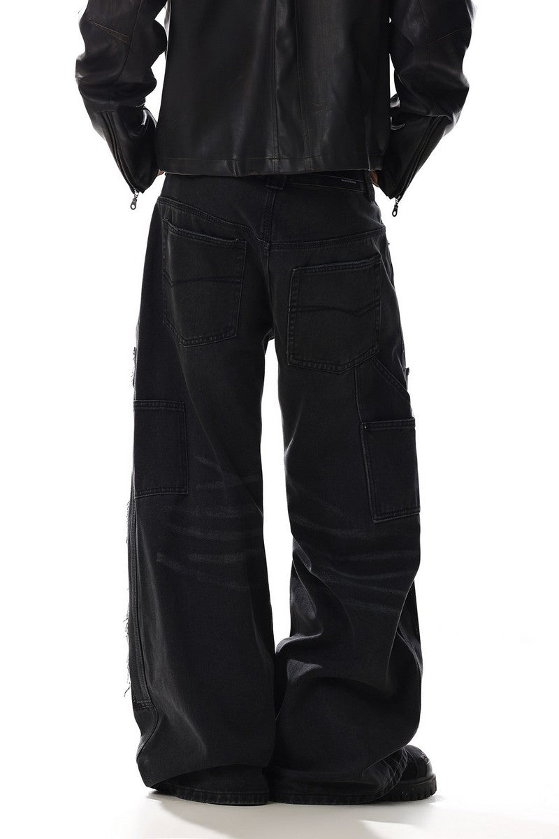 Workwear Studded Patchwork Jeans