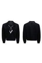 Striped Scarf V-Neck Polo Sweatshirt