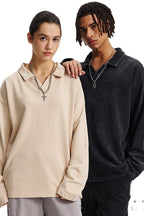 Distressed Washed Polo Sweater