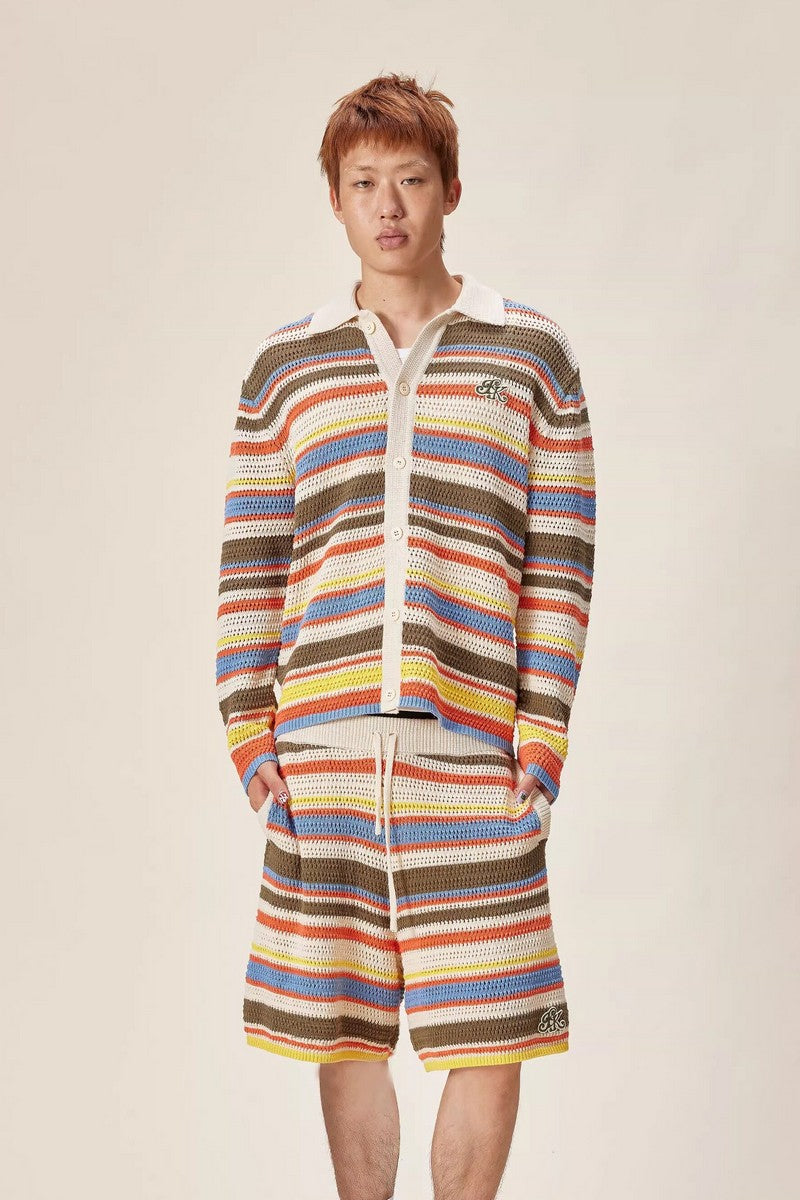 Color Stripe Knit Cardigan