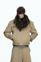 Washed Canvas Reversible Fur Jacket