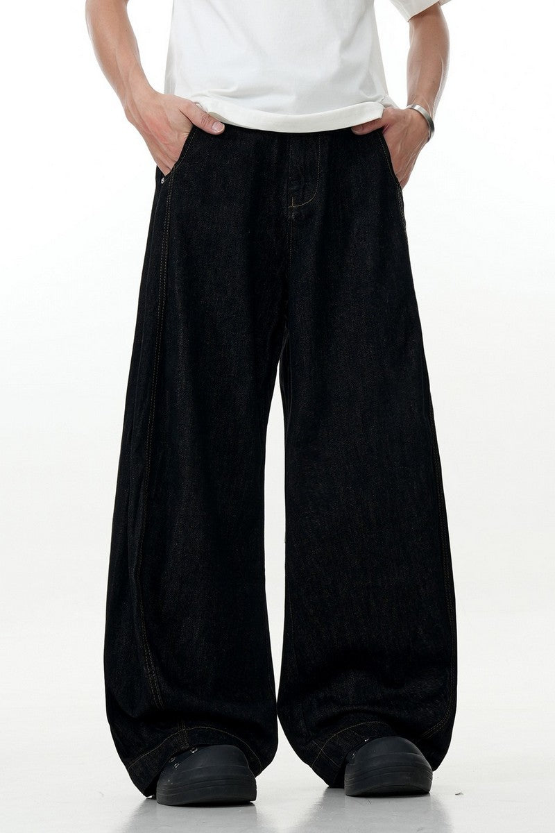 Black Curved Wide Jeans
