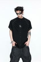 Spine Pleated Studded T-Shirt
