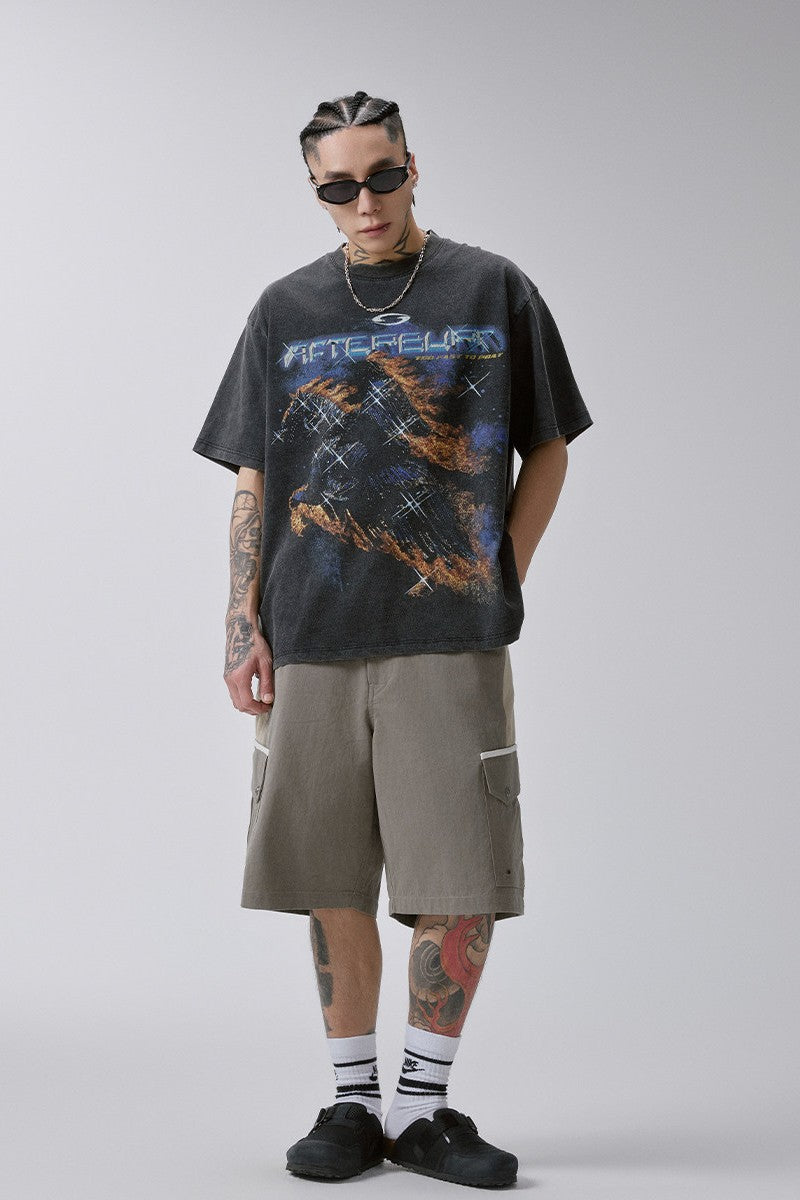 Distressed Washed Graphic T Shirt