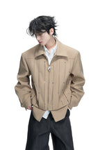 Layered Pleated Striped Jacket