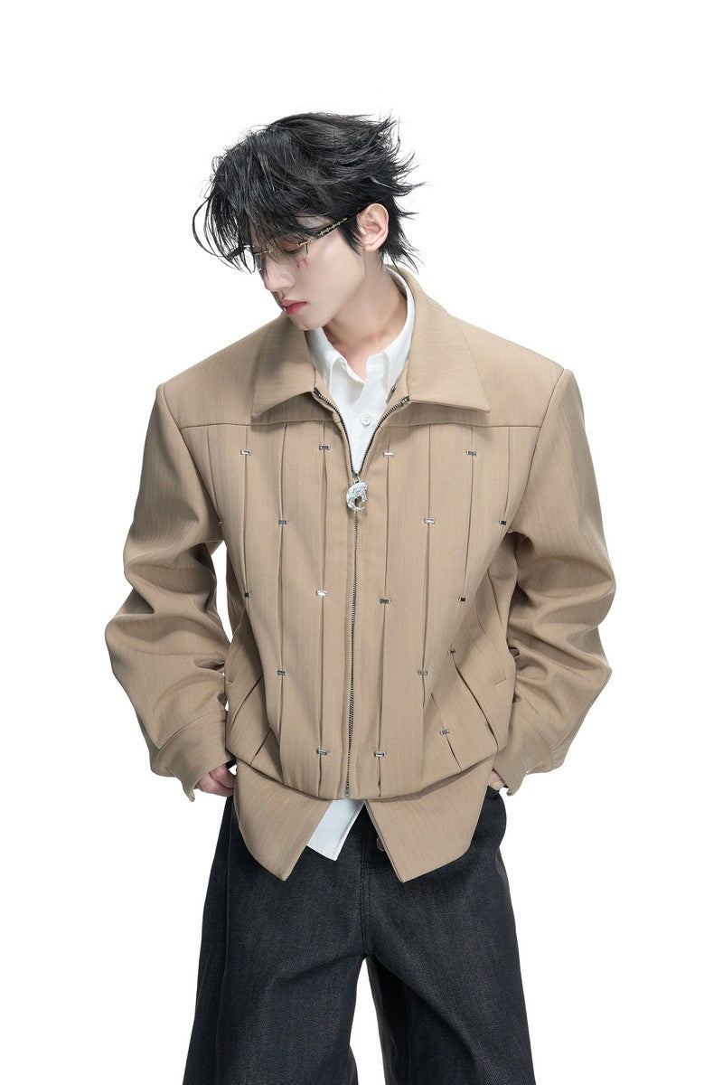 Layered Pleated Striped Jacket