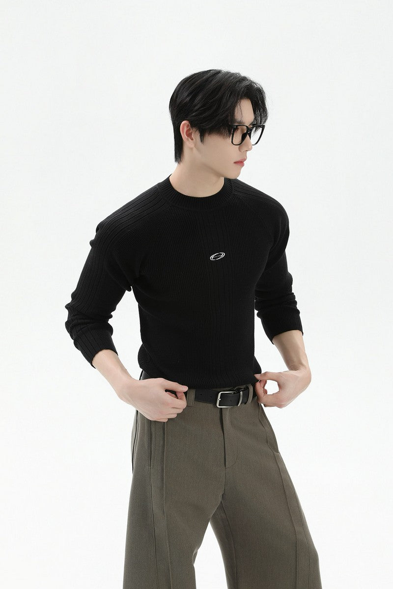 Slim Fit Ribbed Knit Sweater