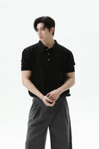Textured Vintage Knit Polo Tee