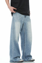 Washed Whisker Wide Jeans