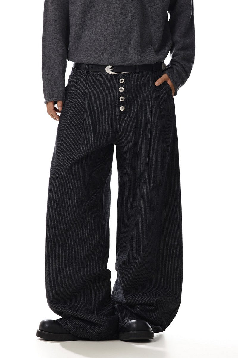 Striped Double Pleated Pants