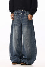 Deconstructed Curved Wide Jeans
