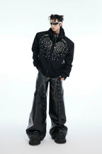 Rhinestone Zip-Up Hoodie