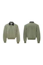 Pearl Sequin Colorblock Polo Sweatshirt