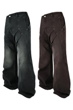 Washed Pleated Work Pants
