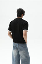 Layered Look Polo Knit Tee