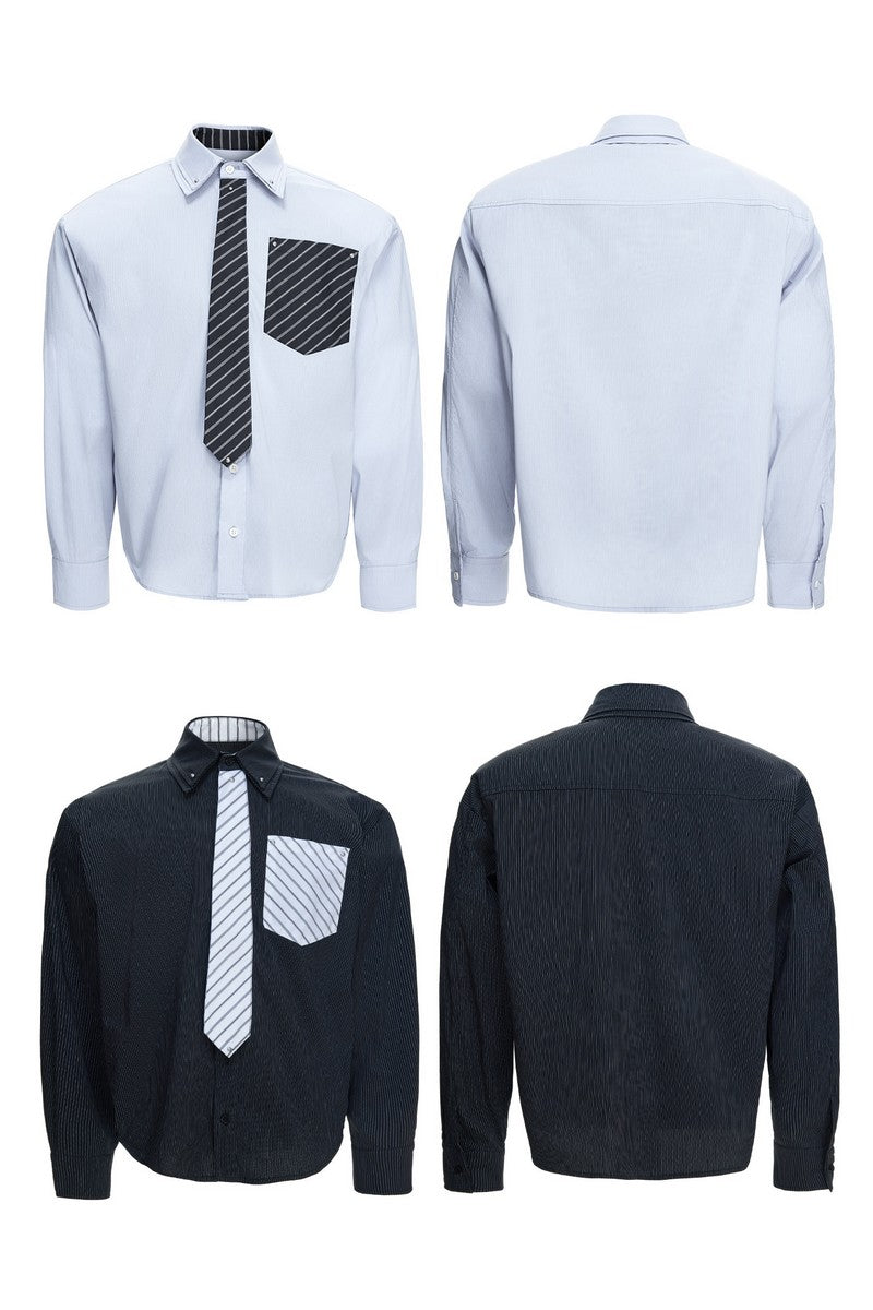 Layered Stripe Tie Shirt