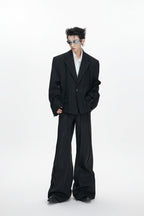 Pleated Double Breasted Suit Jacket
