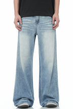Washed Whisker Wide Jeans
