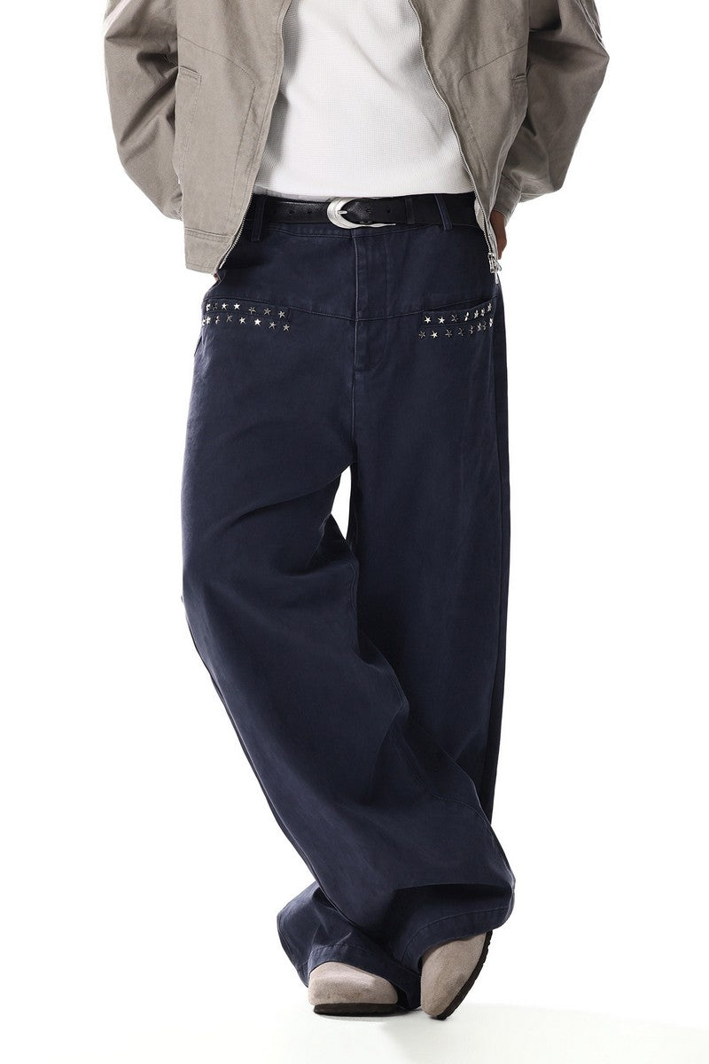 Stars Studded Wide Jeans