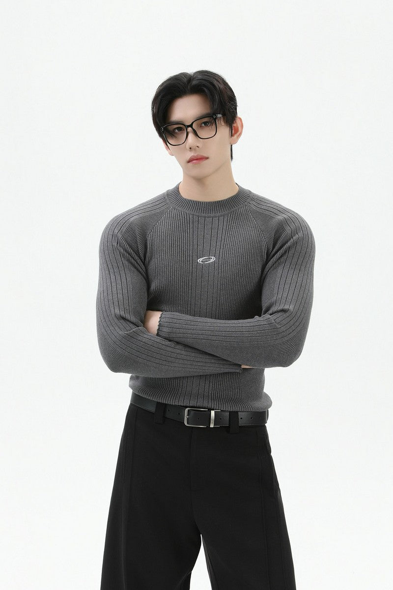 Slim Fit Ribbed Knit Sweater