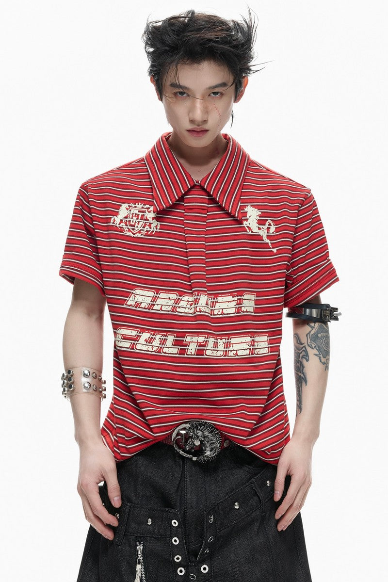 Striped Badge Polo Shirt