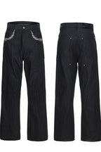 Embroidered Flared Raw Jeans