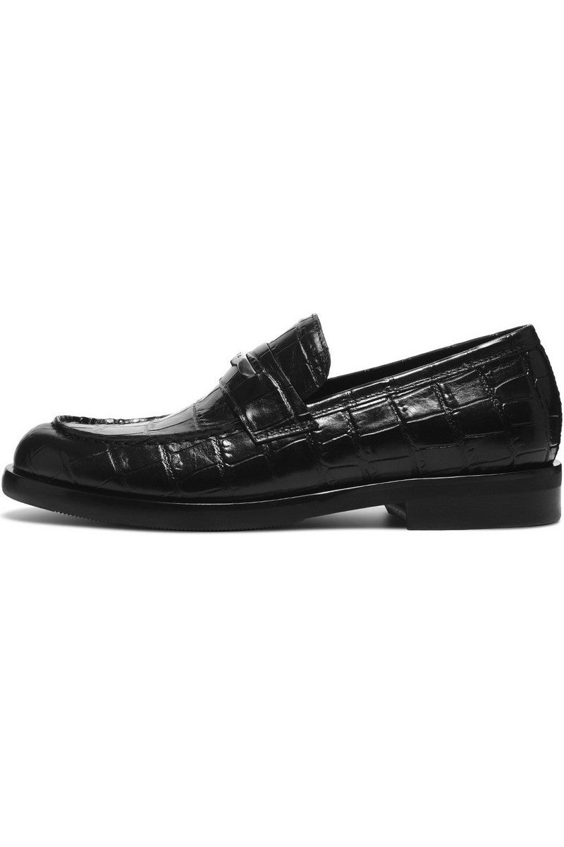 Croc-Embossed Leather Loafers