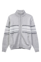 Heavyweight Fair Isle Knit Zip Cardigan