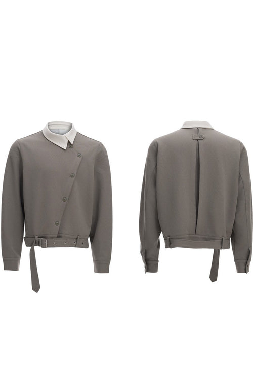 Asym Button Point Collar Jacket