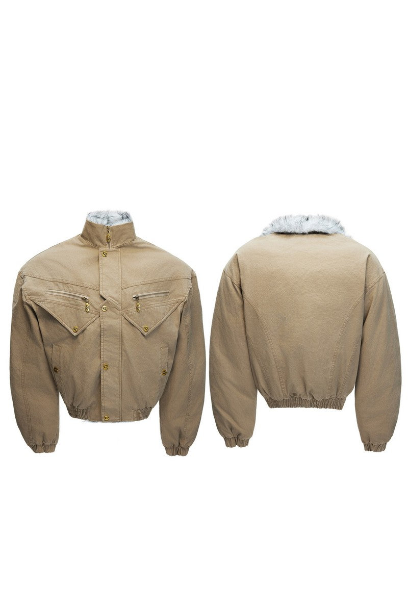 Vintage Washed Canvas Utility Jacket