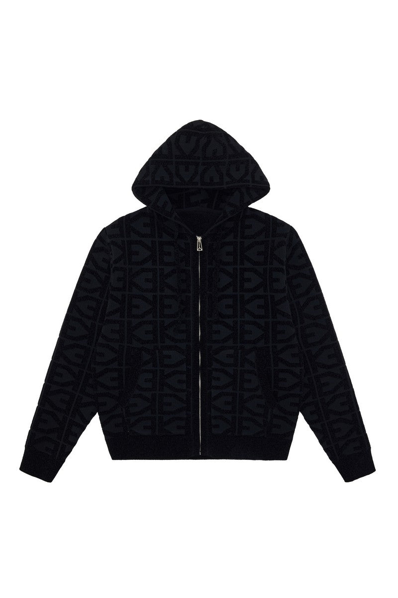 Allover Logo Knit Zip-Up