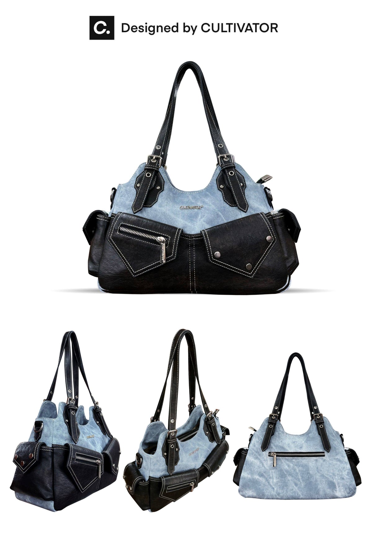 Denim Patchwork Shoulder Bag