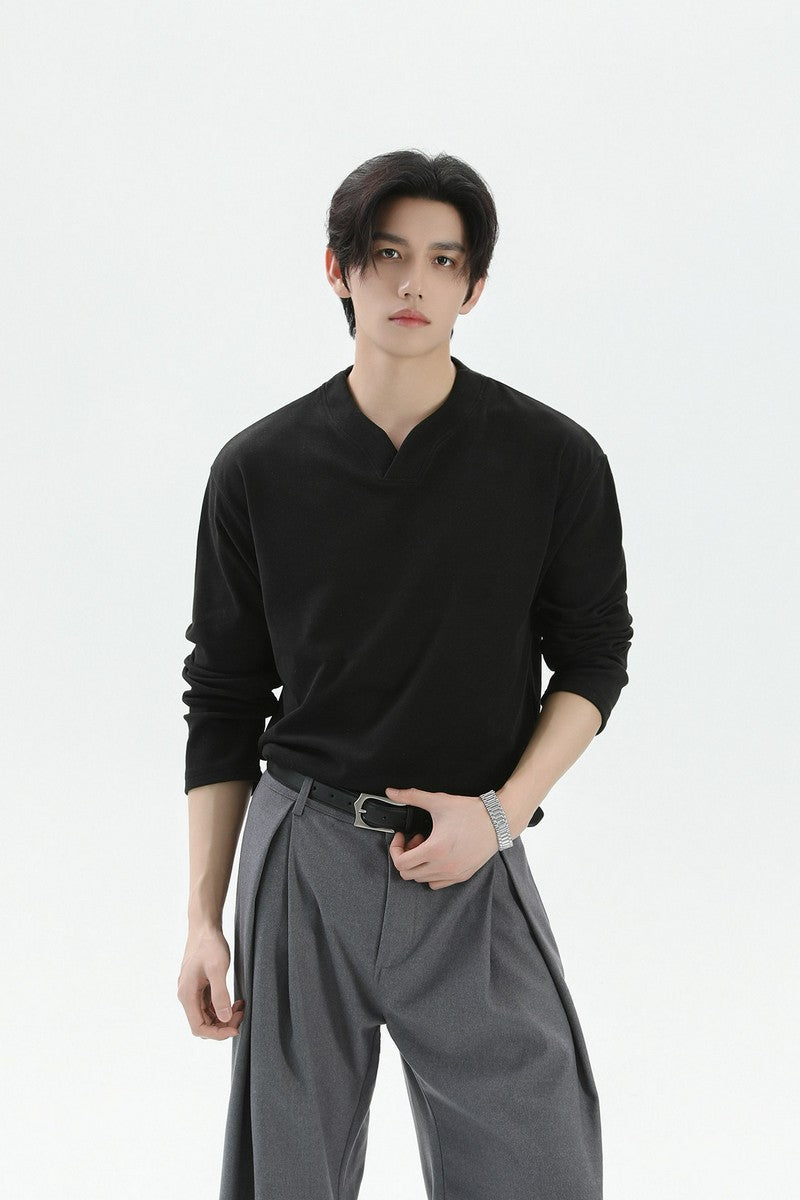 Thermal V-Neck Long Sleeve Tee
