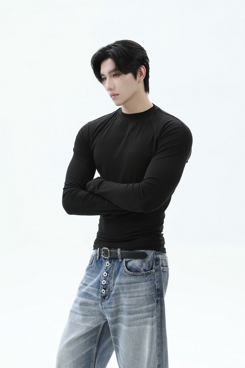 Tencel Fitted Raglan Long Sleeve Tee